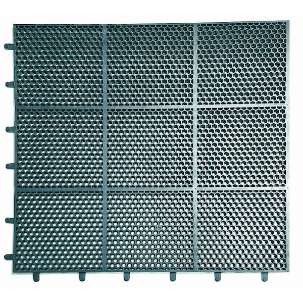 Rhino Mats Hex-O-Lite Drain-Thru Drainage Mat, Rubber, Drainage Holes, 3 ft W x 3 ft L, Green HC3636GRN - main